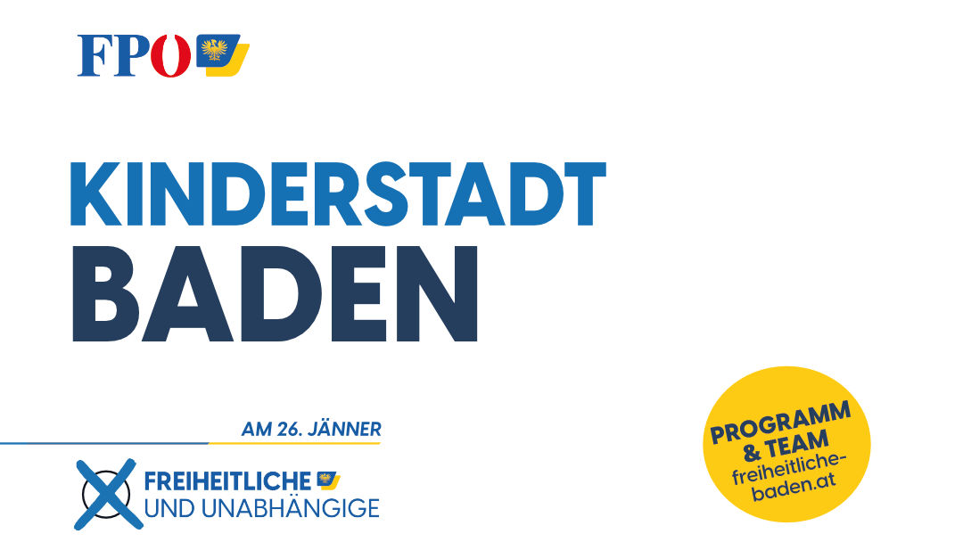 Mutig neue Wege gehen. Kinderstadt Baden, bespielbare Stadt, Spielplätze erneuern, Naturlehrpfade, Erlebnisorte für Kinder, Das Programm der Freiheitlichen Baden für Familie und Bildung bei der Gemeinderatswahl 2025.