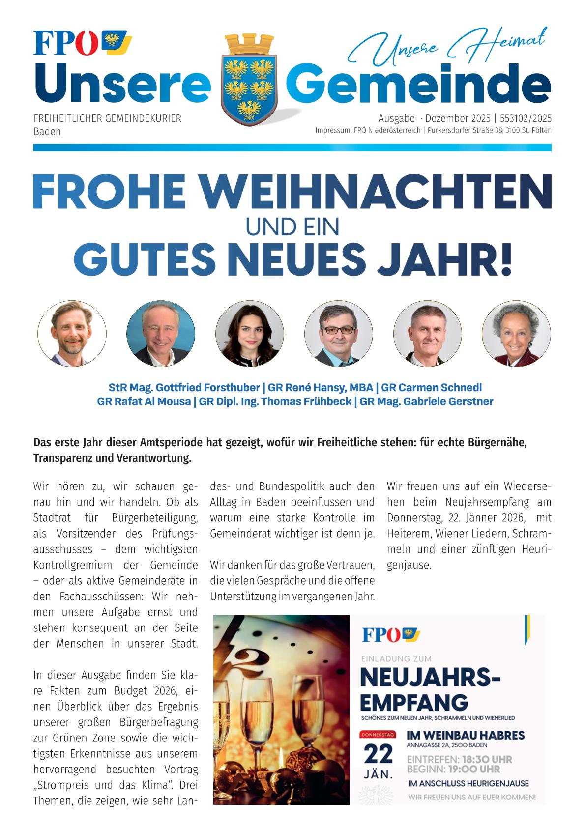 Gemeindekurier Baden Dezember 2025 – Vorschau